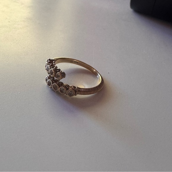 Judith Ripka 14K Gold & Diamond Gemstone bypass ring signed stamped - Picture 5 of 10